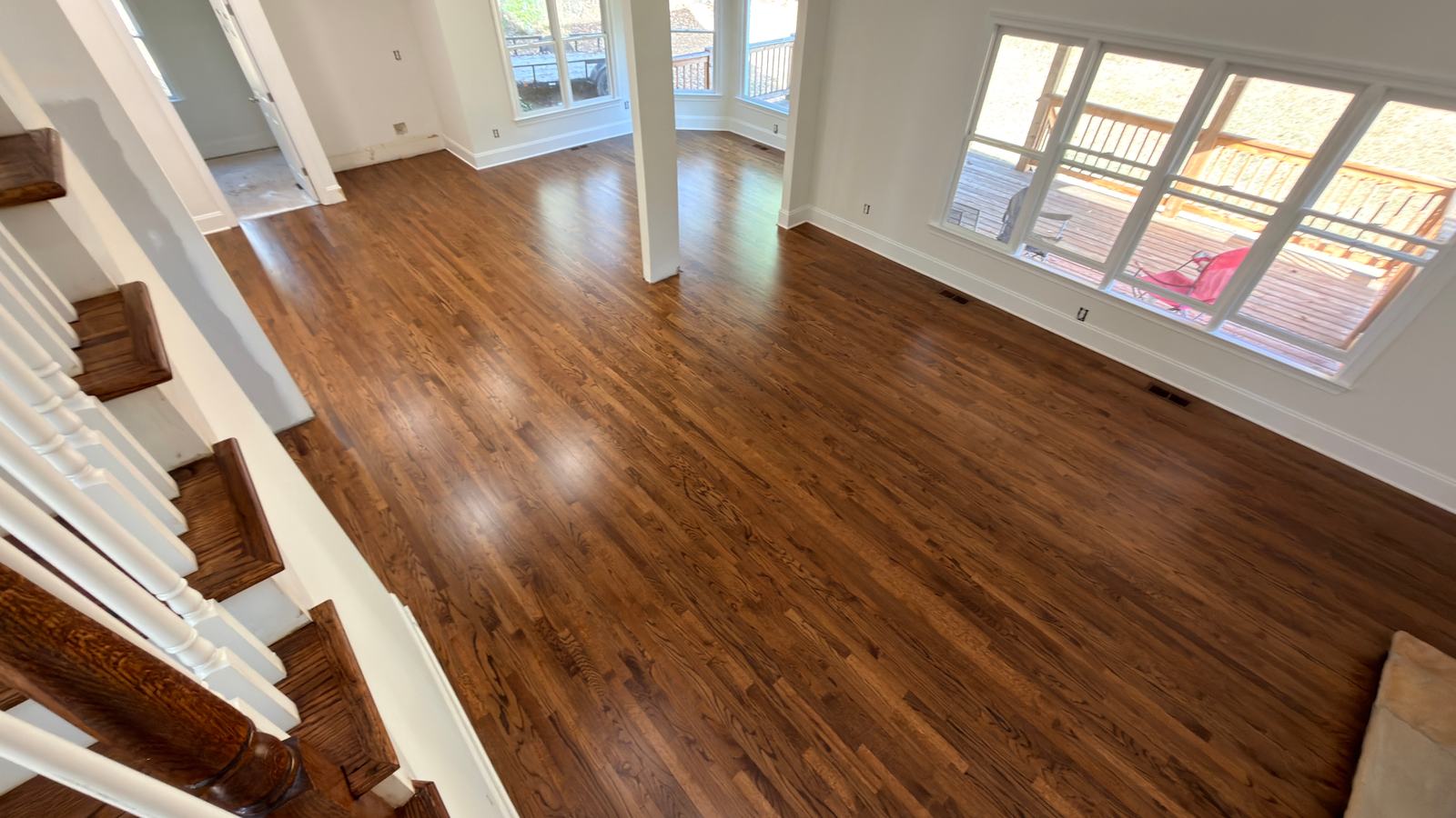 Refinished hardwood floor and staircase, The Hardwood Guys