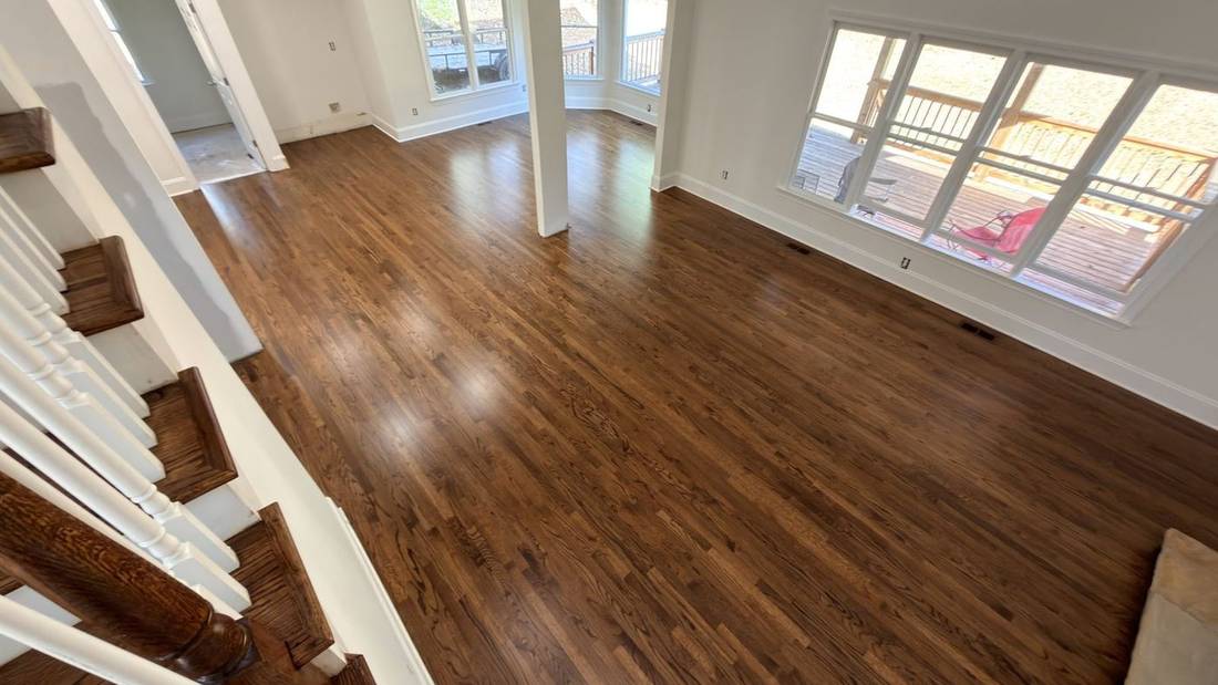 Refinished hardwood floor and staircase, The Hardwood Guys