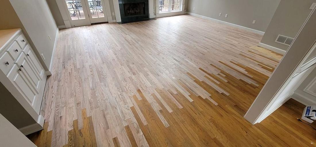 Freshly refinished hardwood floor in an Atlanta home by The Hardwood Guys