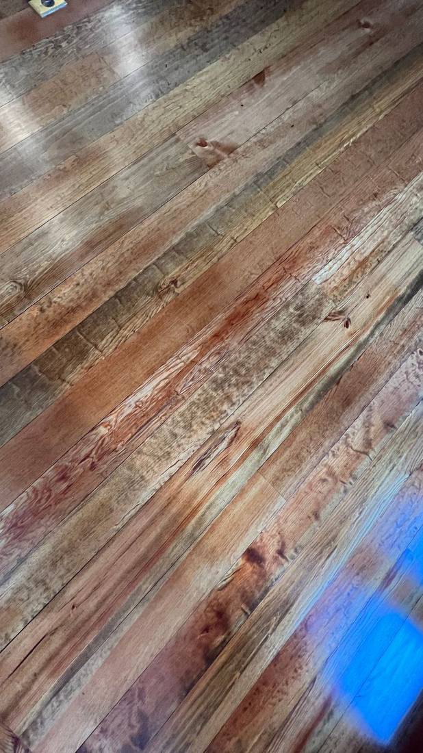 Curly and Character Grade Heart Pine — project photo by The Hardwood Guys