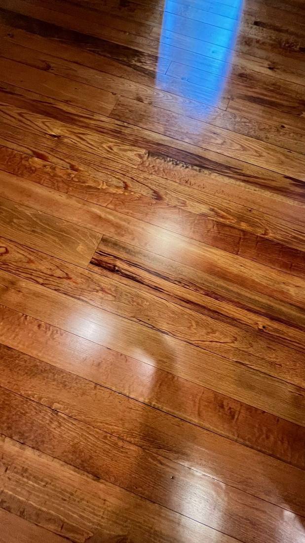 Curly and Character Grade Heart Pine — project photo by The Hardwood Guys