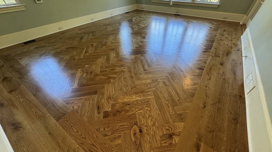 Herringbone Pattern! Transforming Homes with High-End — project photo by The Hardwood Guys