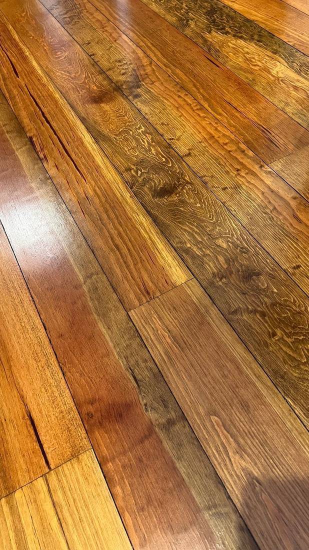 Curly and Character Grade Heart Pine — project photo by The Hardwood Guys
