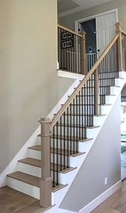 4291 Box Newels Adjustable with Plain Black Balusters