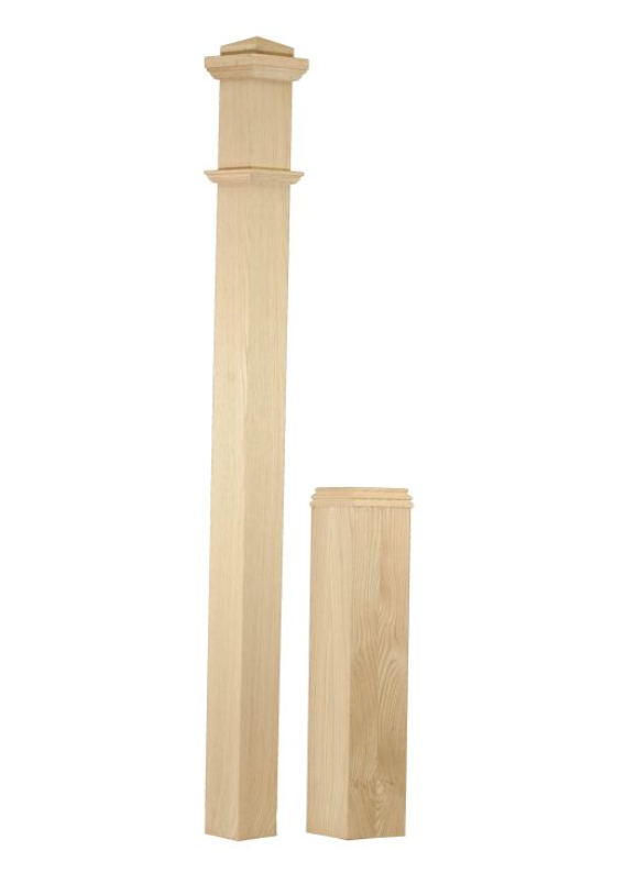 5" Base Red Oak Box Newel 4291ADJ- Unfinished x 5"x55" Base