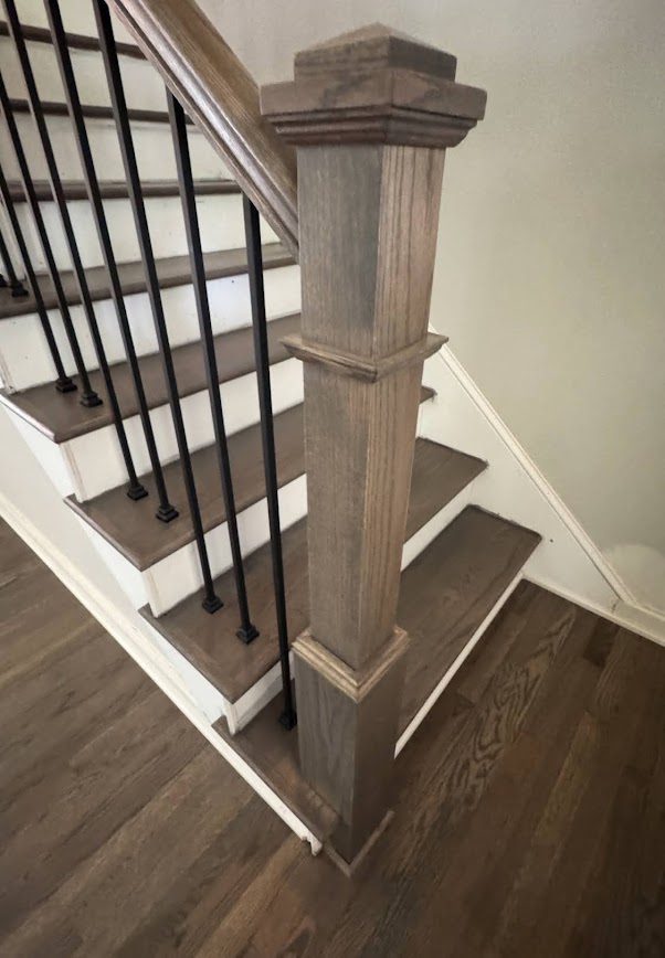 Box Newel Picture with Warm Gray Stain