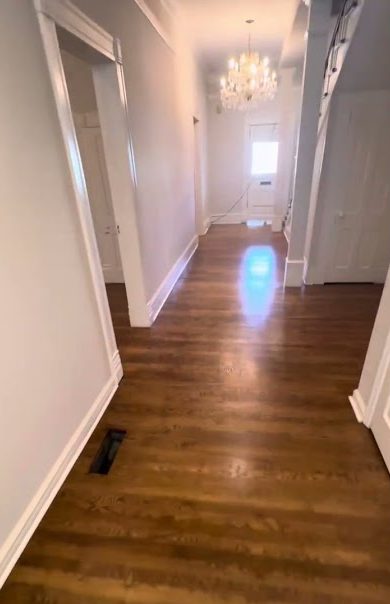 Hardwood refinished with Early American stain in a 1940 home in Marietta, GA