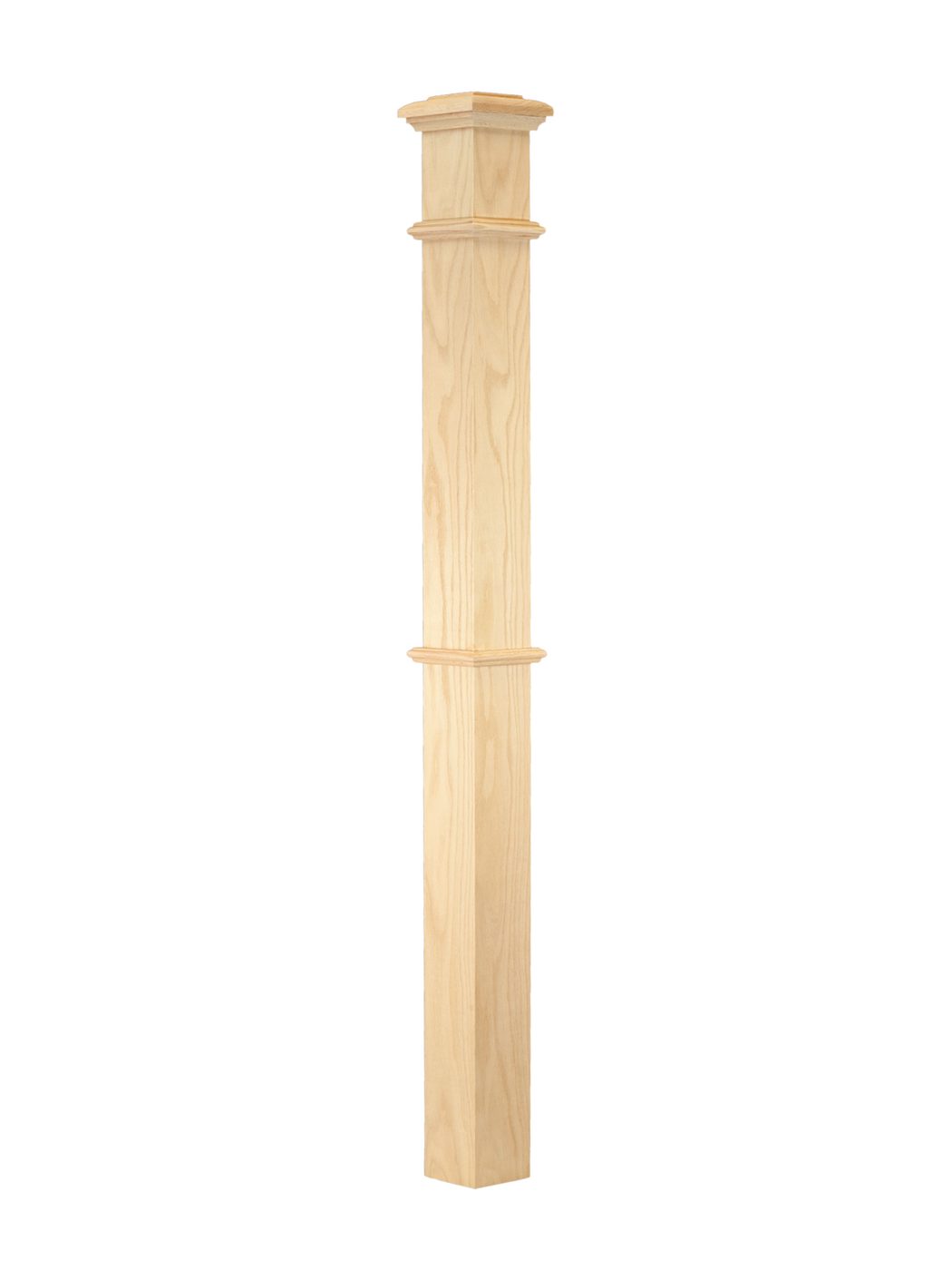 3-1/2" Base Red Oak Box Newel - Unfinished x 50"