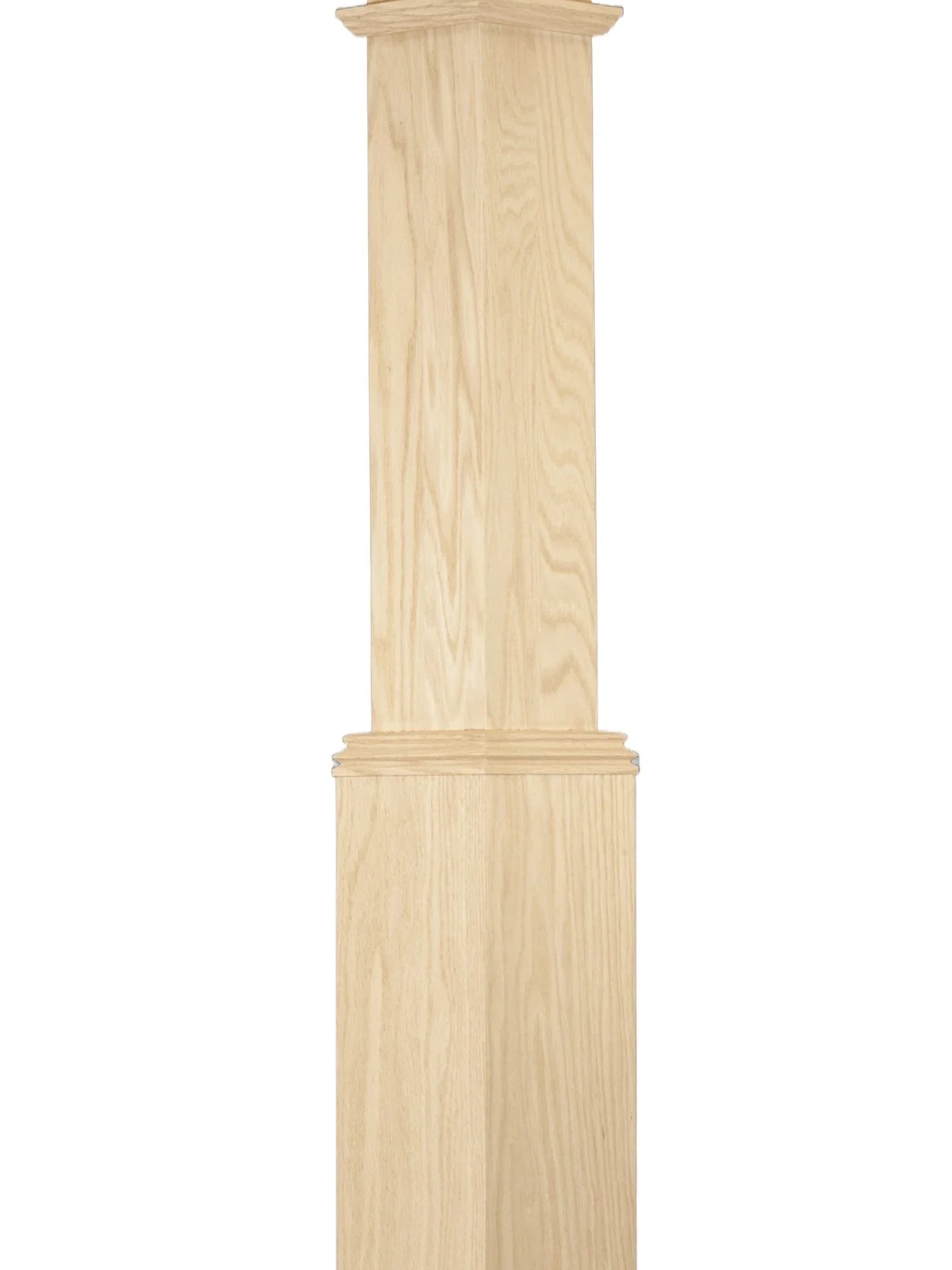 5" Base Red Oak Box Newel 4291ADJ- Unfinished x 5"x55" Base