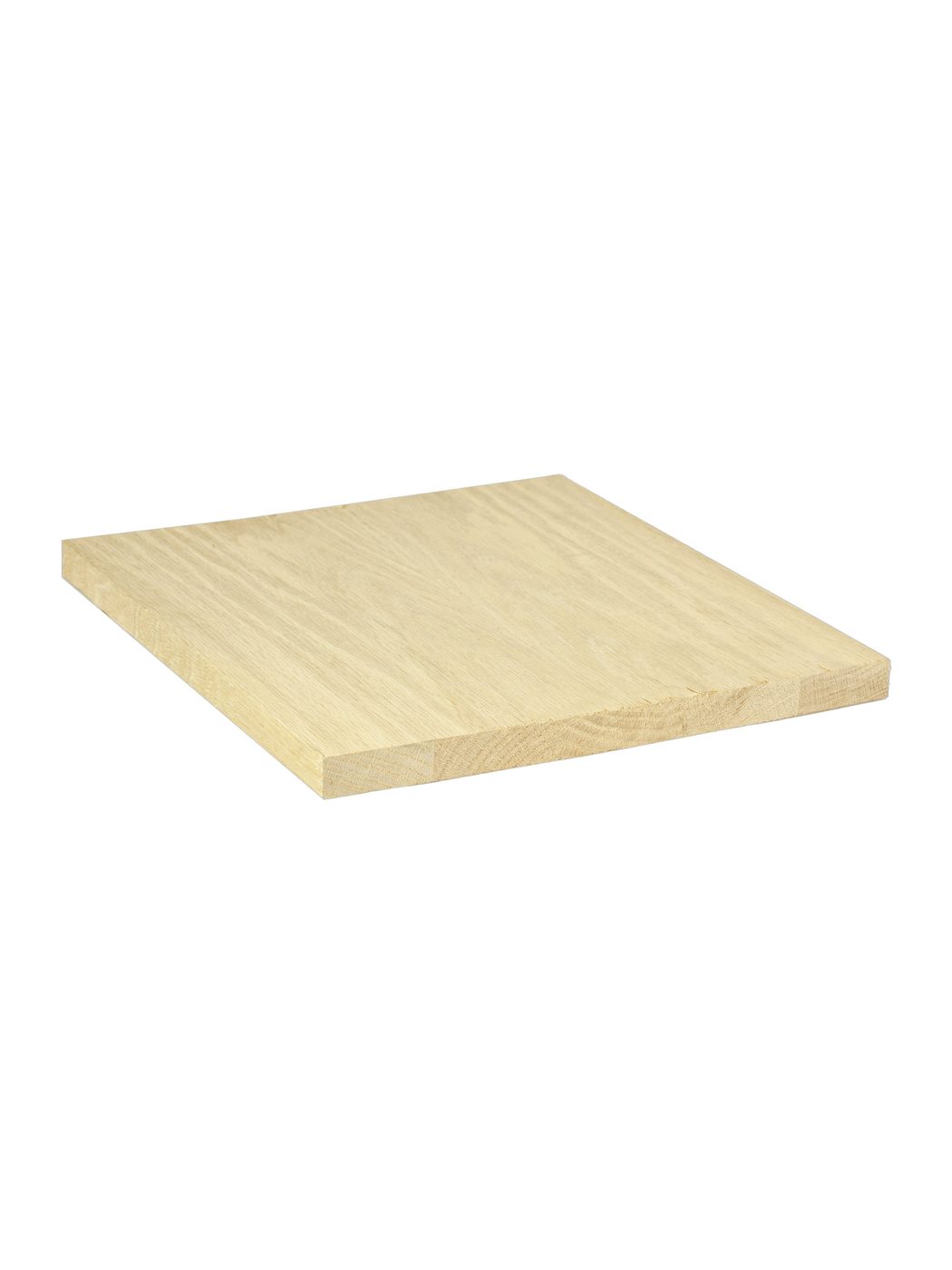 Solid red oak stair skirtboard with a routed groove along the top edge and a rounded bottom edge, unfinished