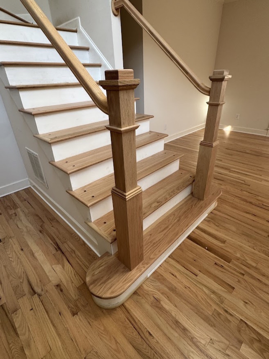 Adjustable newel post shaft beside its separate molded base block