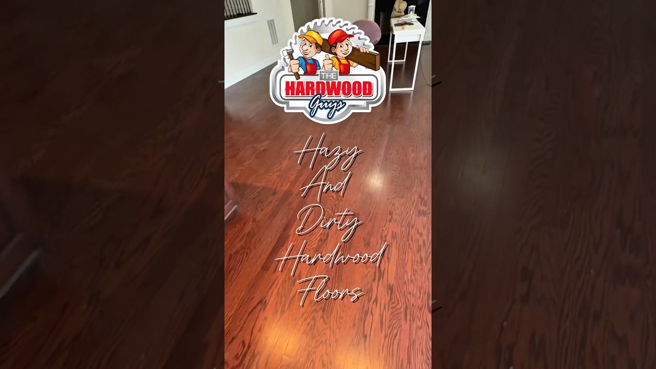Hazy, cloudy engineered hardwood floor restored rather than replaced, saving the homeowner a full re-floor