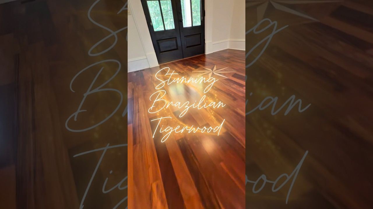 Brazilian tigerwood hardwood flooring with its characteristic dark streaking, installed by The Hardwood Guys